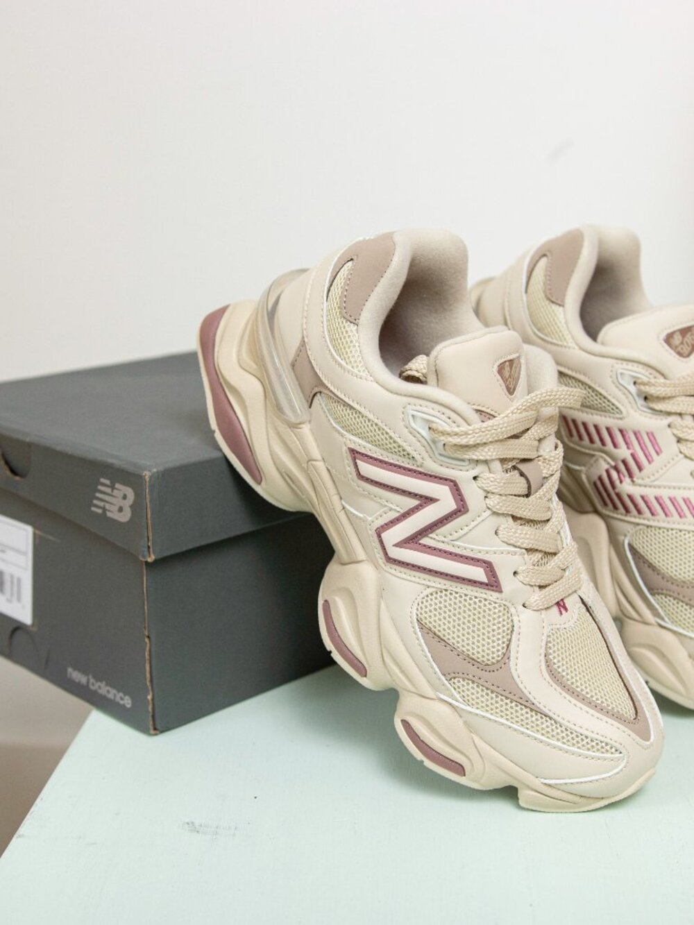 New Balance 9060 Beige Pink Sneakers Womens Size 6.5 B Chunky Lifestyle Shoes U9 - Picture 2 of 8
